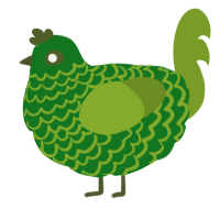 A leaf and chartreuse chicken with a lace pattern
