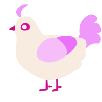 A cream and lavender chicken