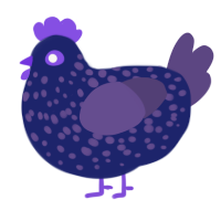 A navy and overcast chicken with a speckle pattern
