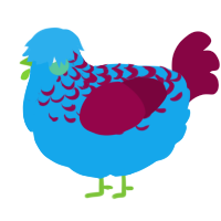 A sky and maroon chicken with a half-lace pattern