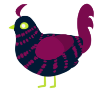 A tumblr and wine chicken with a bar pattern