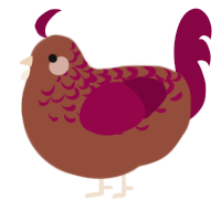 A russet and maroon chicken with a half-lace pattern