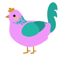 A lavender and turquoise chicken with a neck-speckle pattern
