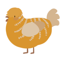 A orange and beige chicken with a half-bar pattern