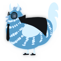 A vermilion and sable chicken with a bar pattern