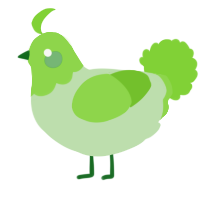 A gluppy and grass chicken with a head pattern