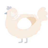 A cream chicken with a neck-band pattern