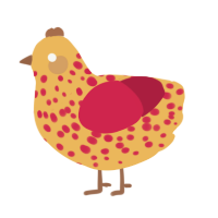 A honey and crimson chicken with a speckle pattern