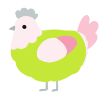A lime and rose chicken with a head pattern