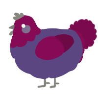 A overcast and wine chicken with a head pattern