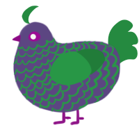 A overcast and viridian chicken with a lace pattern