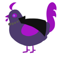 A overcast and orchid chicken with a bar pattern