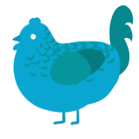 A cerulean and teal chicken with a half-lace pattern