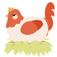 A cream and vermilion chicken with a head pattern