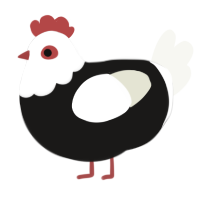 A sable and white chicken with a head pattern