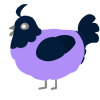 A lilac and tumblr chicken with a head pattern
