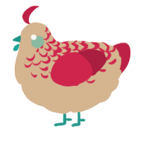 A beige and crimson chicken with a half-lace pattern