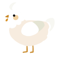 A cream and white chicken with a head pattern