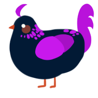 A tumblr and amethyst chicken with a neck-speckle pattern