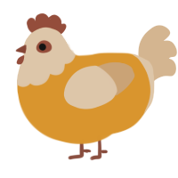A orange and beige chicken with a head pattern