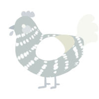A silver and white chicken with a bar pattern