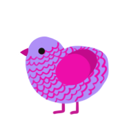 Barbie, a lilac and fuchsia chicken with a lace pattern