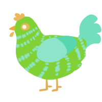A grass and mint chicken with a bar pattern