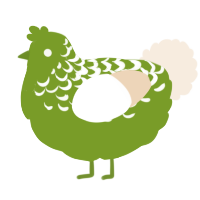 A chartreuse and cream chicken with a half-lace pattern