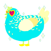 A cerulean and cream chicken with a half-lace pattern