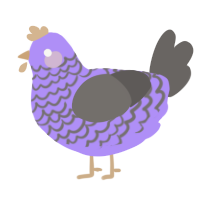 A lilac and grey chicken with a lace pattern
