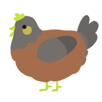 A brown and grey chicken with a head pattern