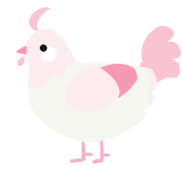 A white and rose chicken with a head pattern