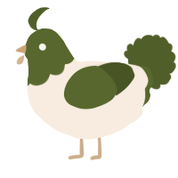 A cream and olive chicken with a head pattern