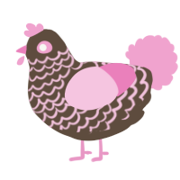 A bark and pink chicken with a lace pattern