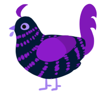 A tumblr and violet chicken with a bar pattern