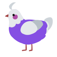 A blurple and mist chicken with a head pattern