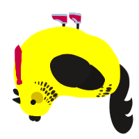 A yellow and sable chicken with a neck-band pattern