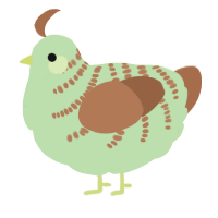 A gluppy and brown chicken with a half-bar pattern