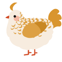 A cream and orange chicken with a half-lace pattern