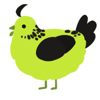 A lime and sable chicken with a neck-speckle pattern