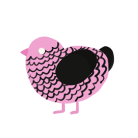 Sevian, a pink and black chicken with a lace pattern