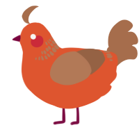 A vermilion and brown chicken with a neck-band pattern
