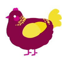 A maroon and yellow chicken with a neck-band pattern