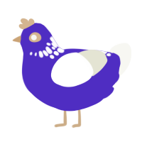 the titanic itself, a indigo and white chicken with a neck-speckle pattern