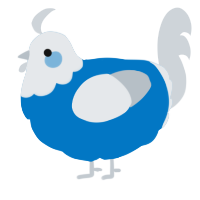 A sapphire and mist chicken with a head pattern