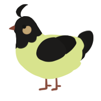 A lemon and sable chicken with a head pattern