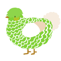 A grass and cream chicken with a lace pattern