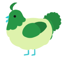 A apple and viridian chicken with a head pattern