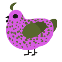 A orchid and olive chicken with a speckle pattern