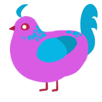 A orchid and cerulean chicken with a neck-speckle pattern